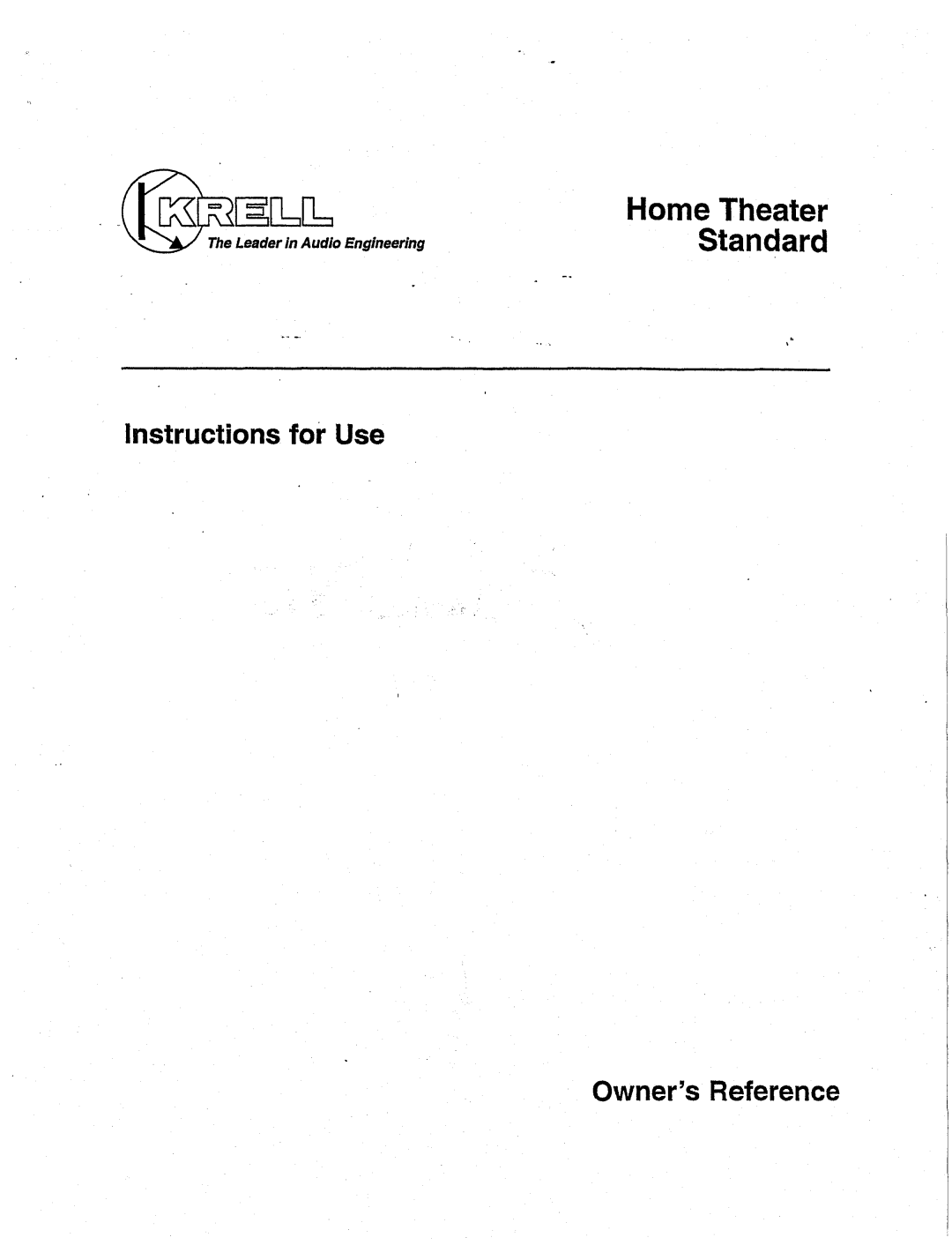 Krell Industries None manual HomeTheater Standard 