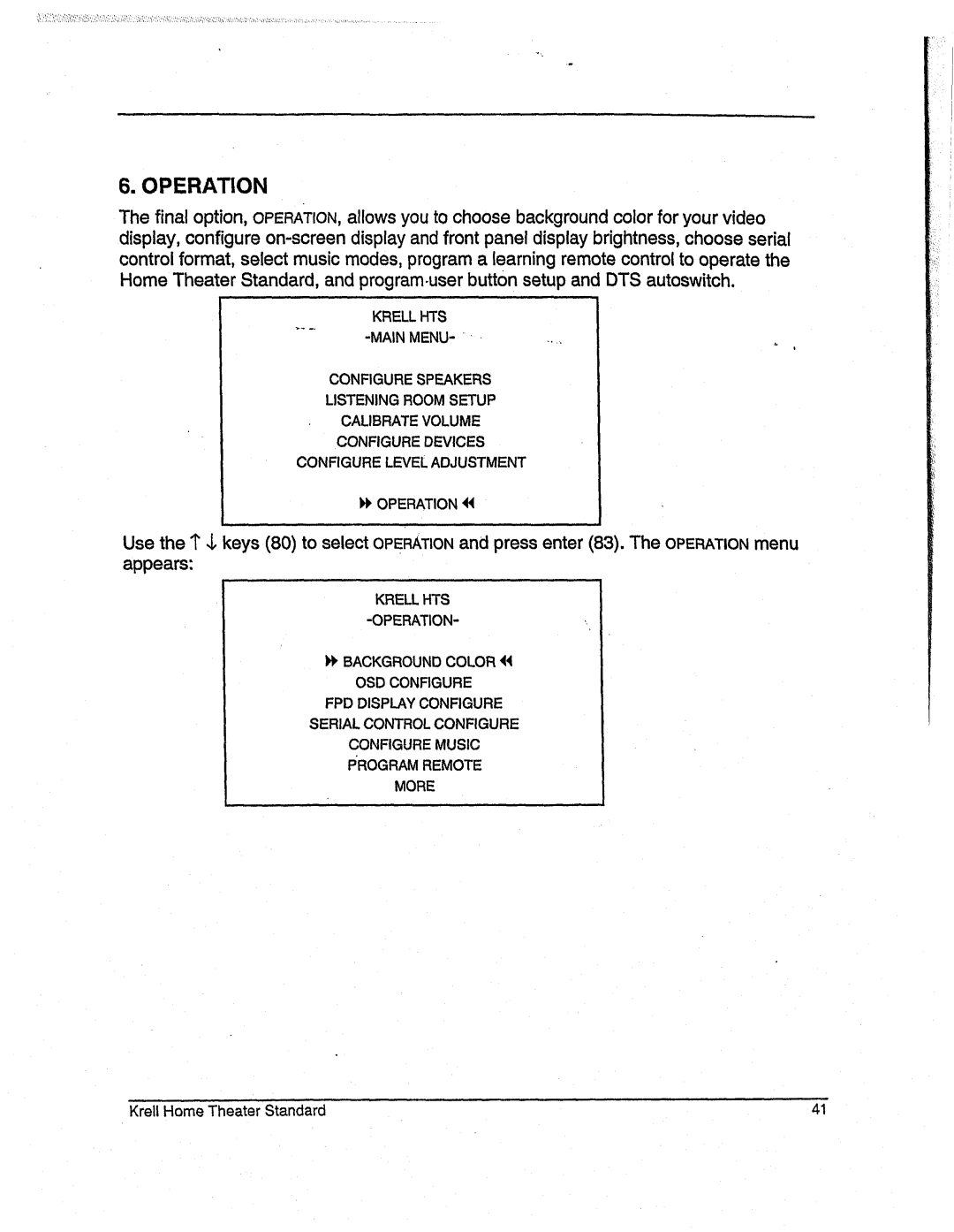 Krell Industries None manual Operation 