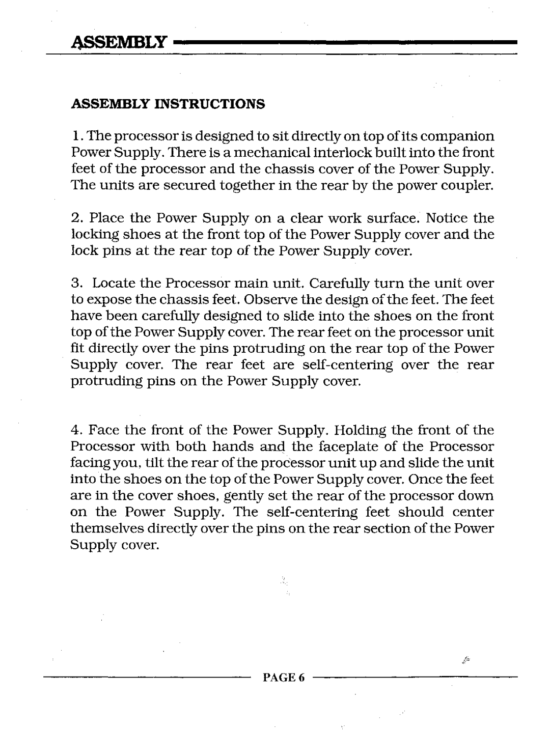 Krell Industries REFERENCE 64 manual Assembly Instructions, PAGE6 