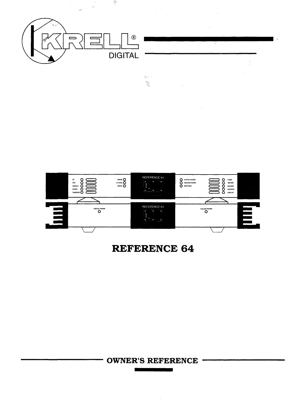 Krell Industries REFERENCE 64 manual Owners Reference, Digital, C== D0 