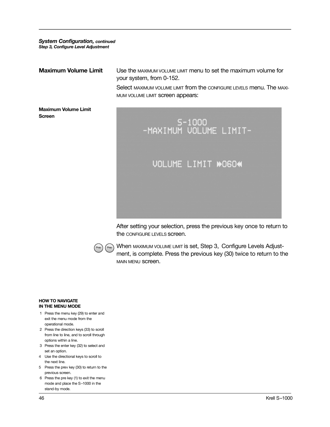 Krell Industries S-1000 manual Screen 