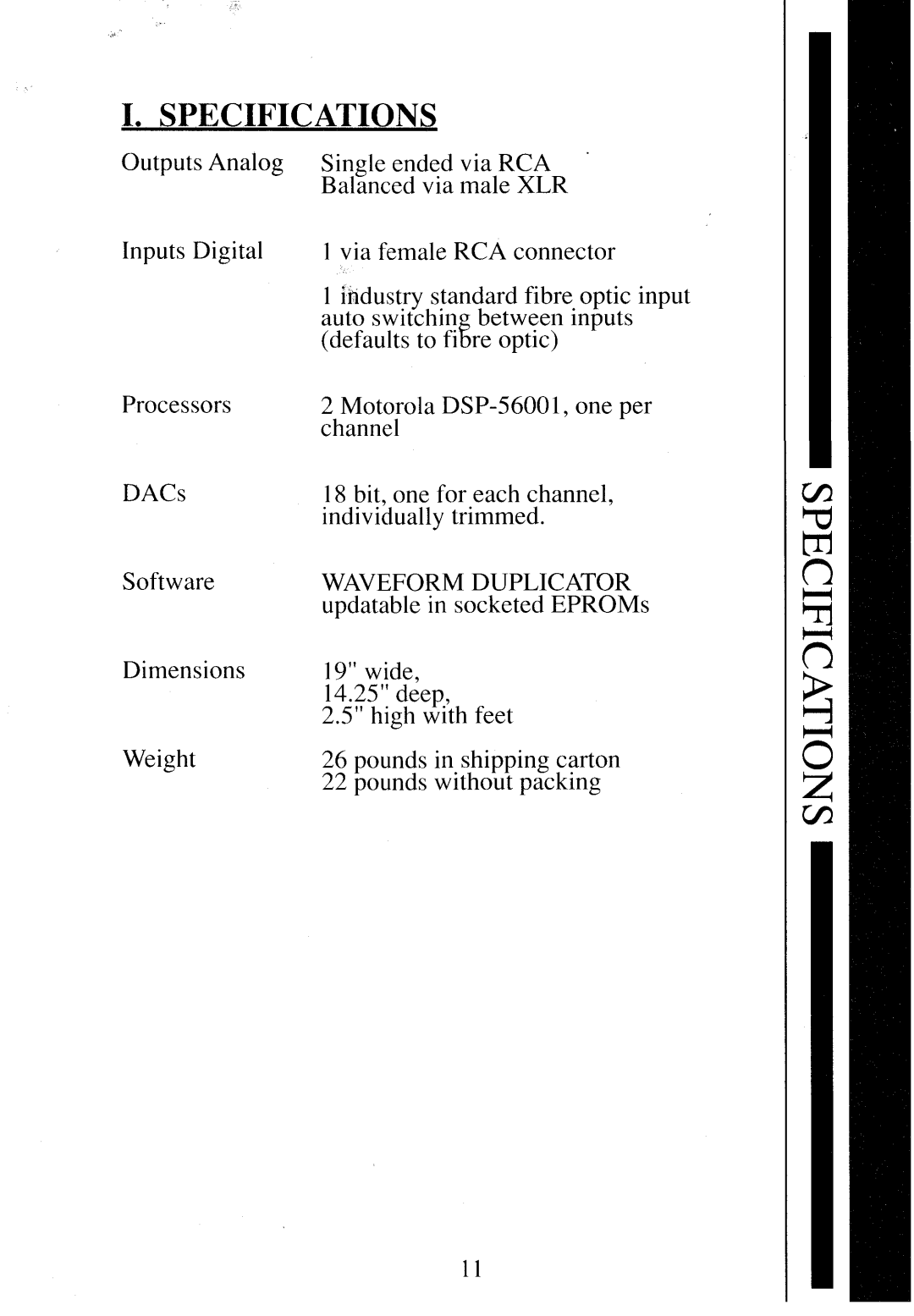 Krell Industries SBP-32X manual Specifications 