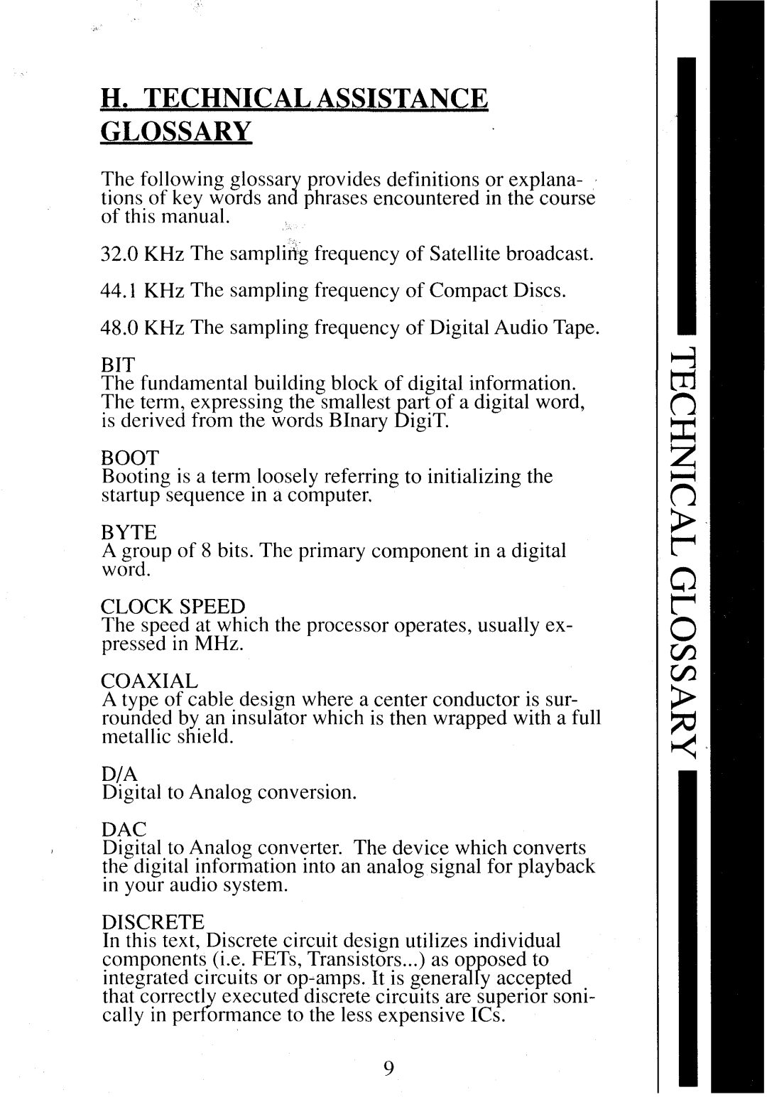 Krell Industries SBP-32X manual H.Technical Assistance Glossary 