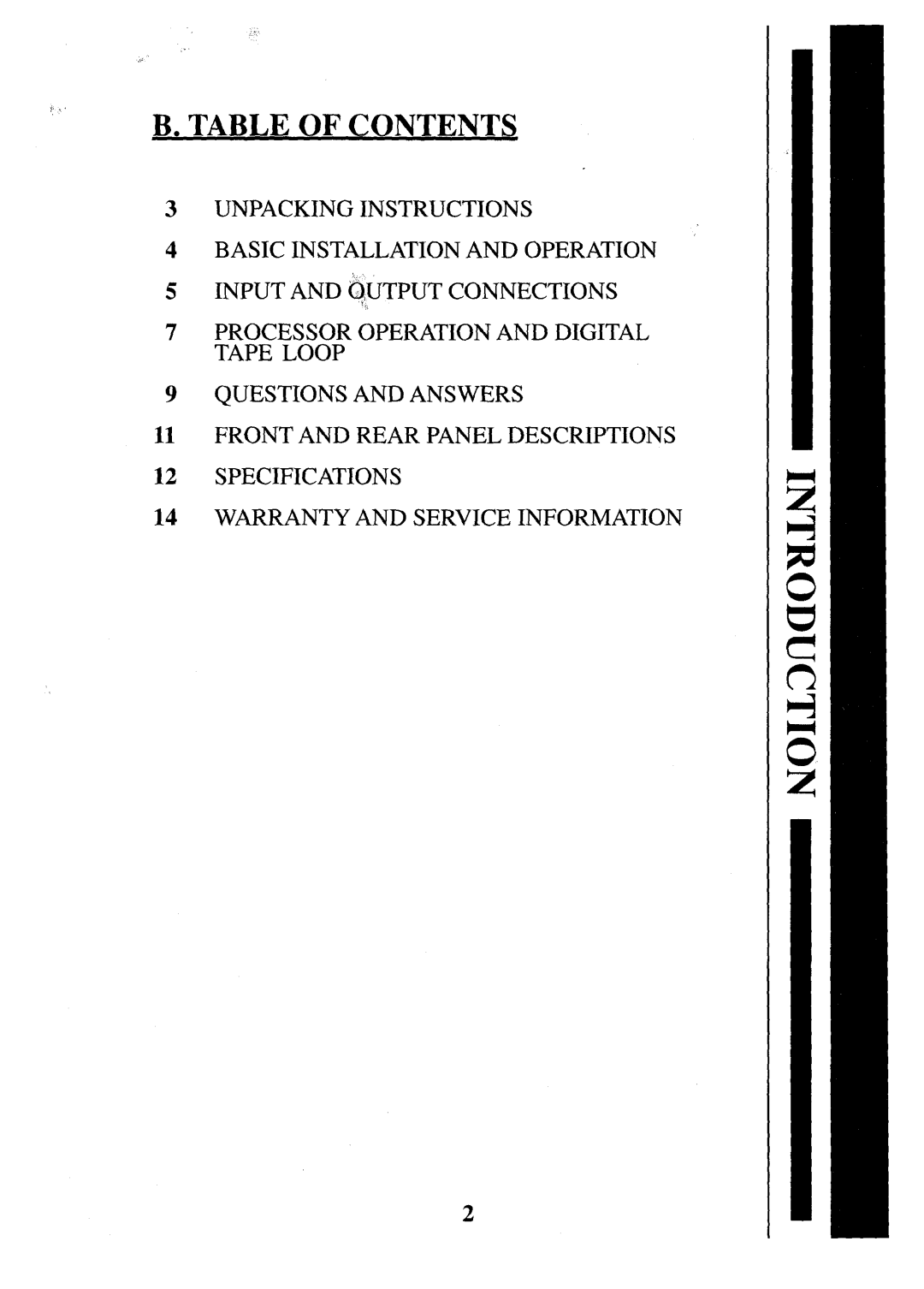 Krell Industries Stereo Preamplifie manual Table of Contents 