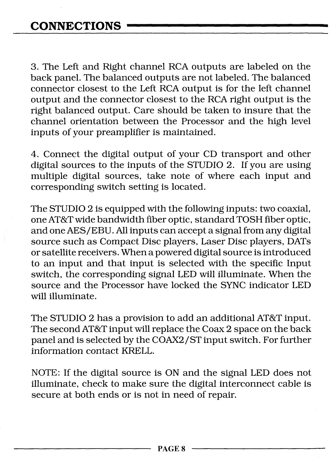 Krell Industries STUDIO 2 manual PAGE8 