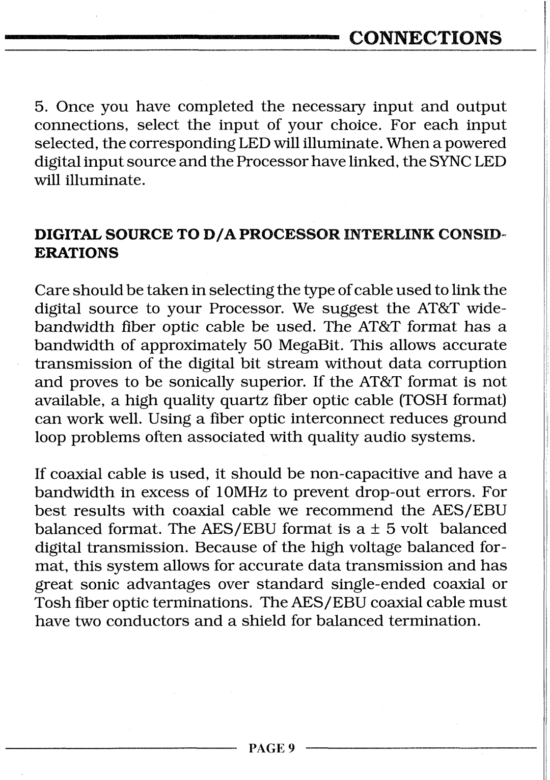 Krell Industries STUDIO 2 manual Digital Source to D/A Processorinterlink Consid Erations 