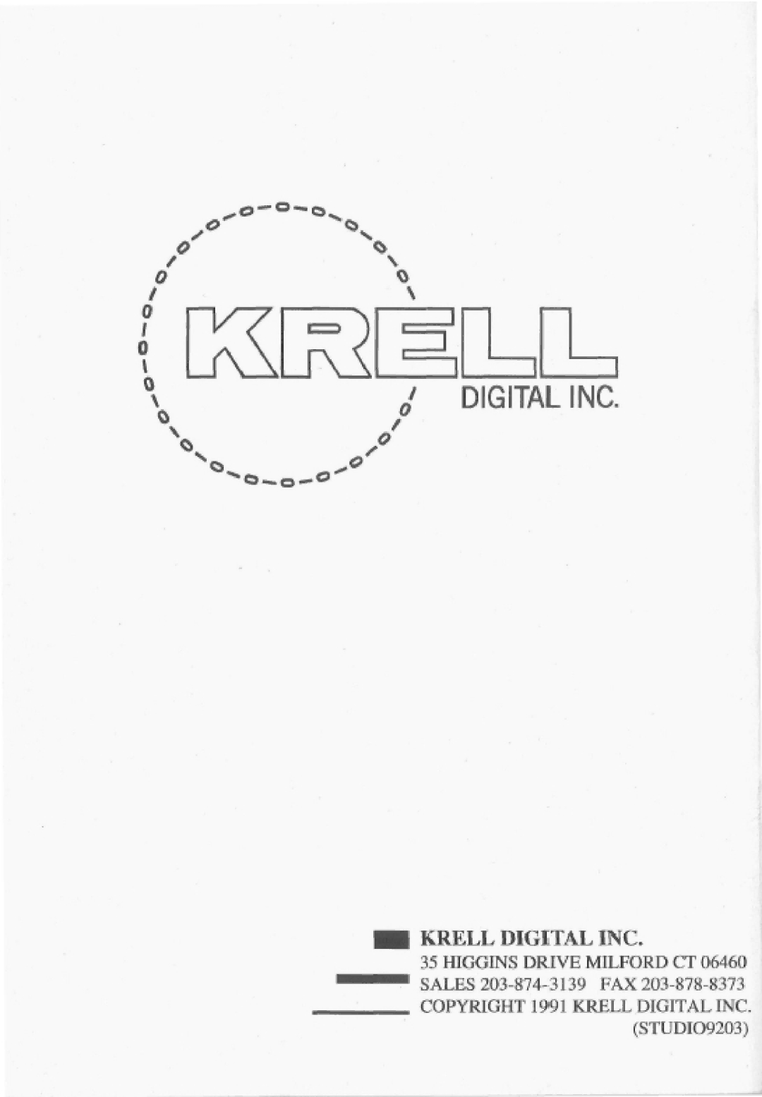 Krell Industries STUDIO manual 