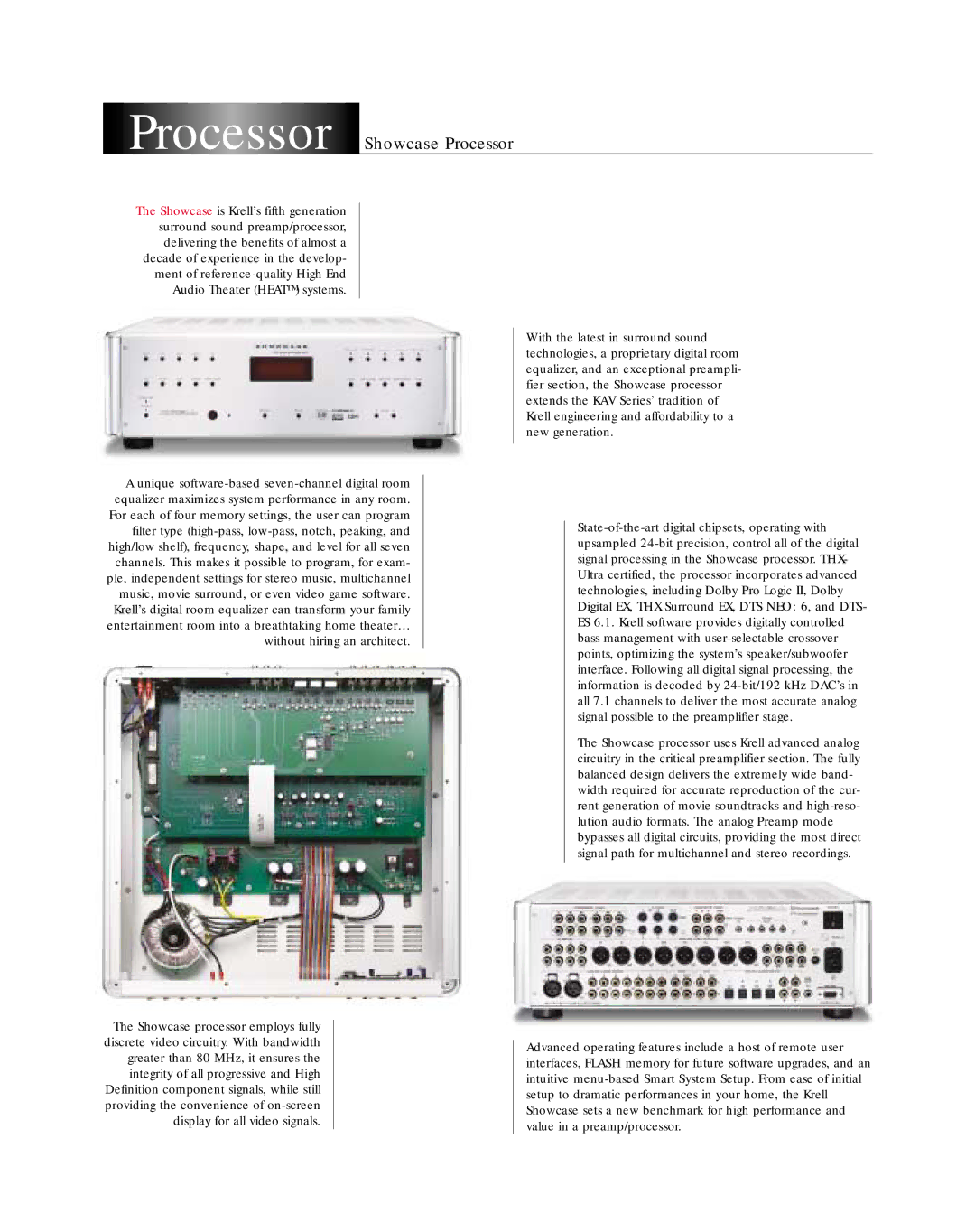 Krell Industries Surround Sound Preamp/Processor manual Processor Showcase Processor 