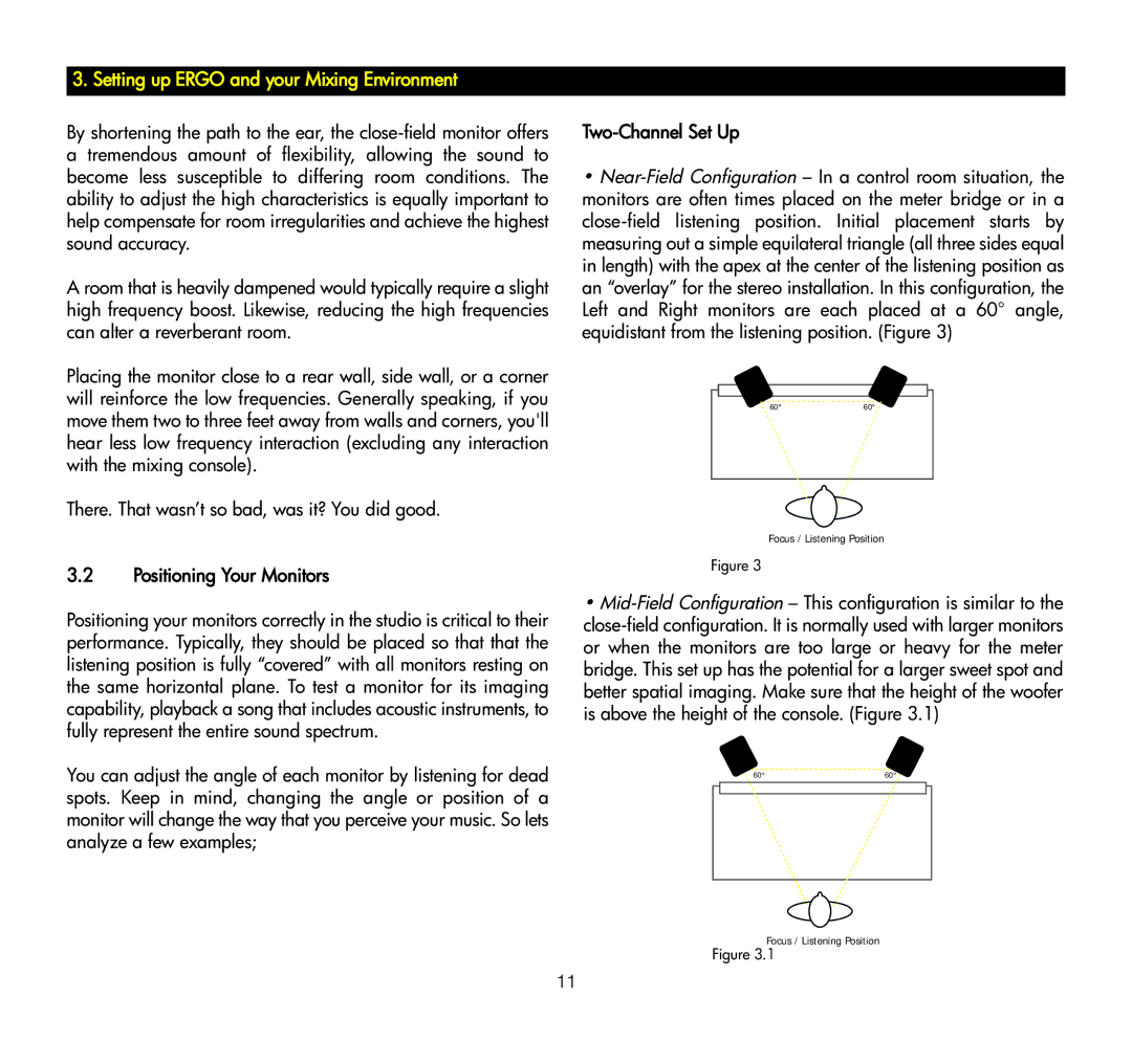 KRK ERGO manual Focus1 / Listening Position 