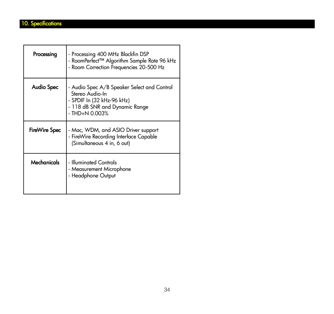 KRK ERGO manual Specifications 