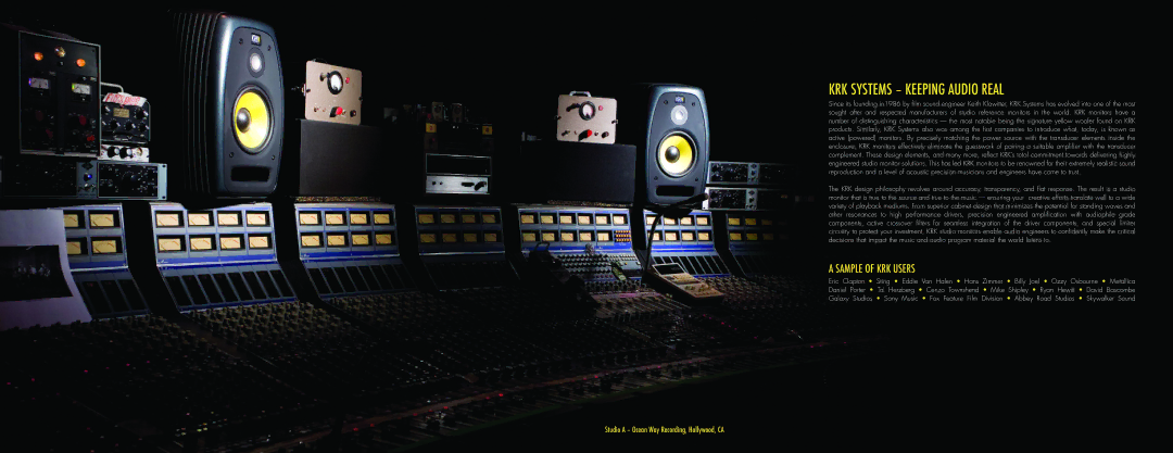 KRK Full-line Speaker Monitor manual KRK Systems Keeping Audio Real, Sample of KRK Users 