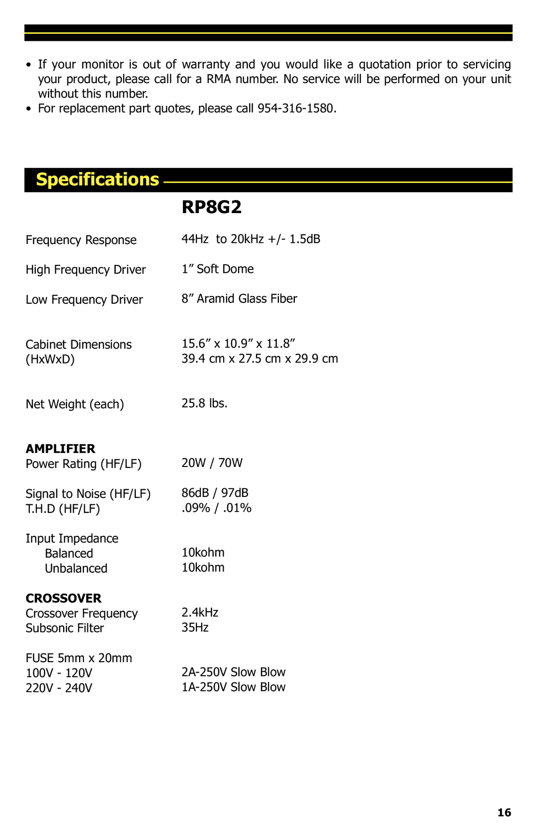 KRK manual RP8G2 