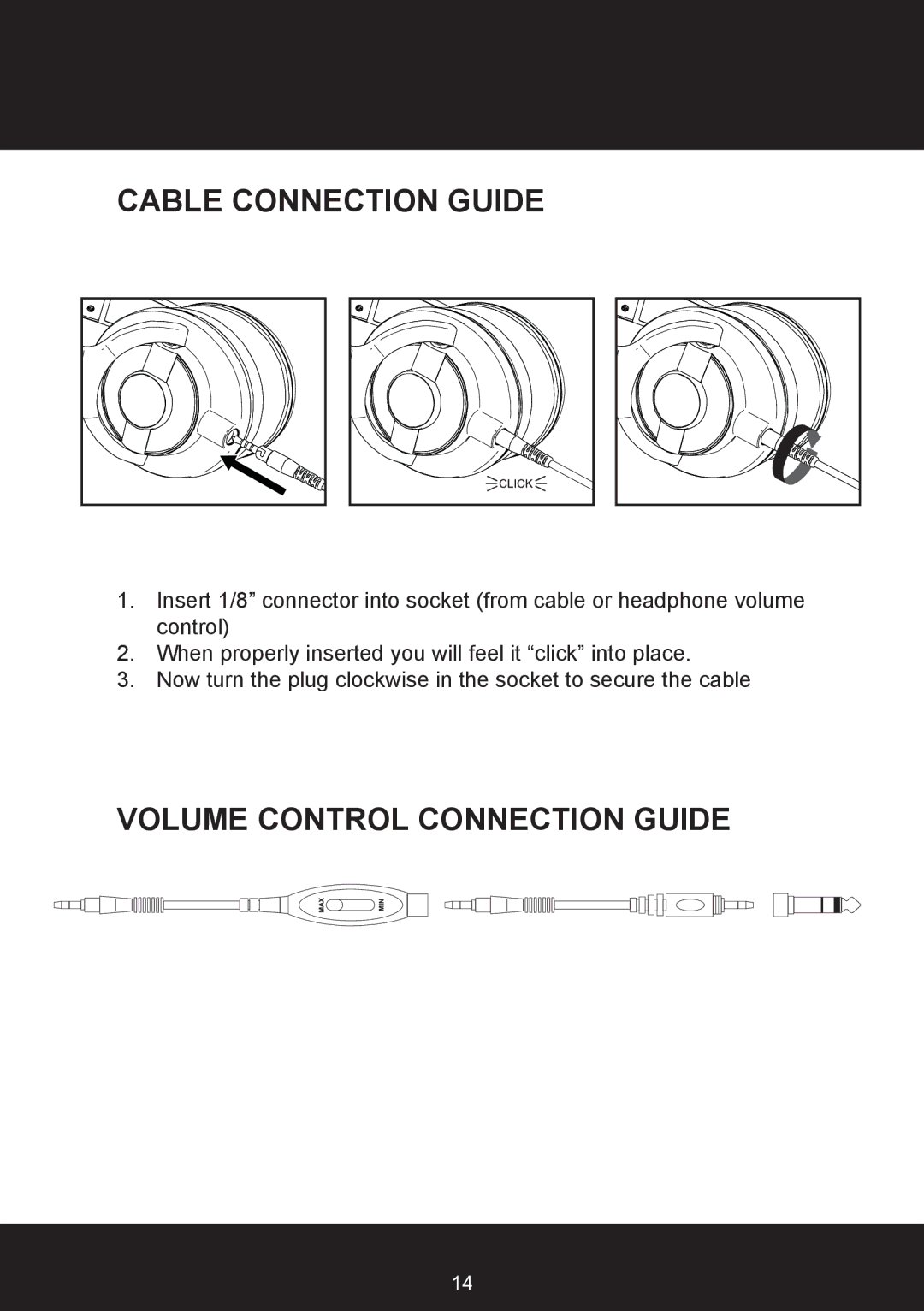 KRK KNS6400, KNS8400 user manual Cable Connection Guide, Volume Control Connection Guide 