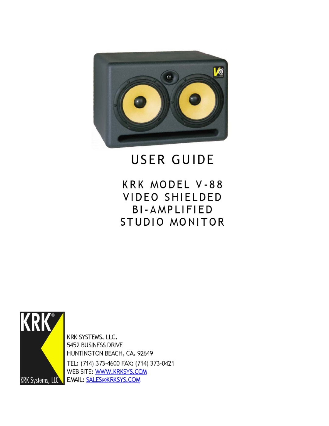 KRK V-88 manual User Guide 