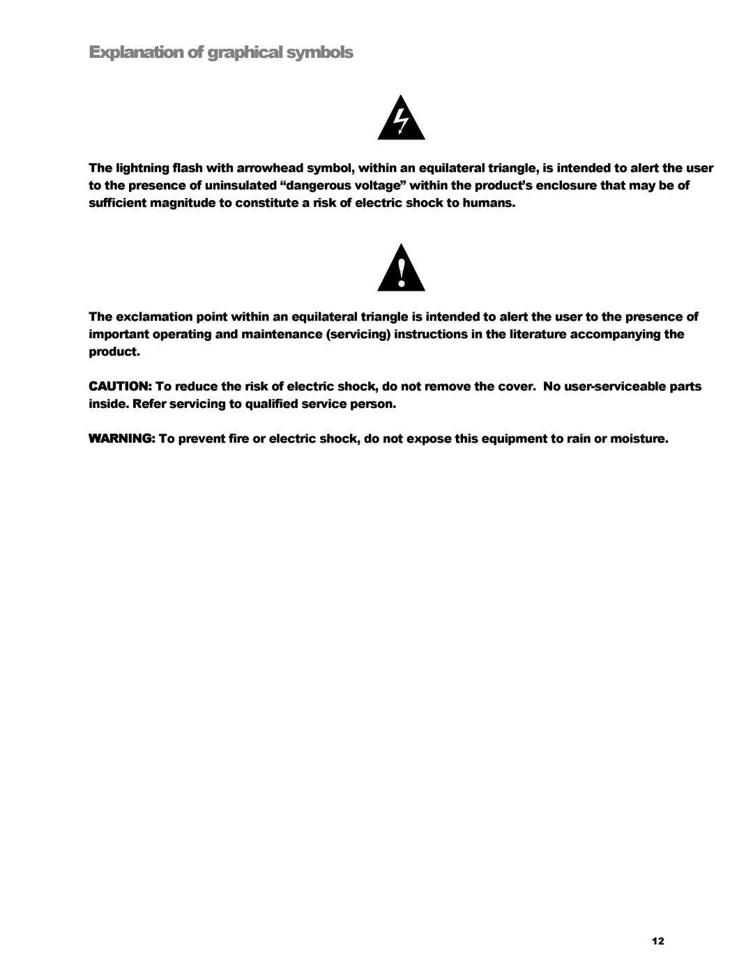 KRK V-88 manual Explanation of graphical symbols 