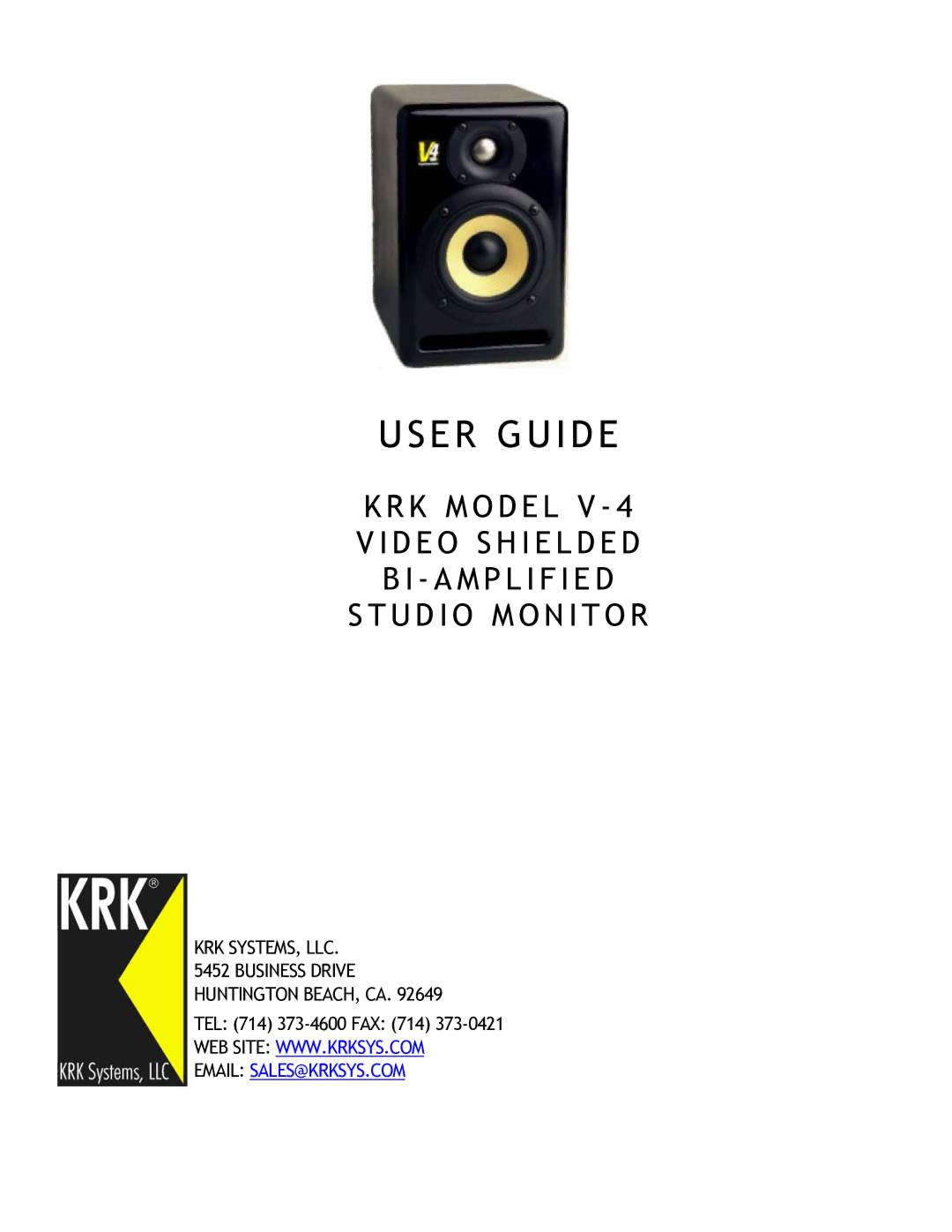 KRK V4 manual User Guide 