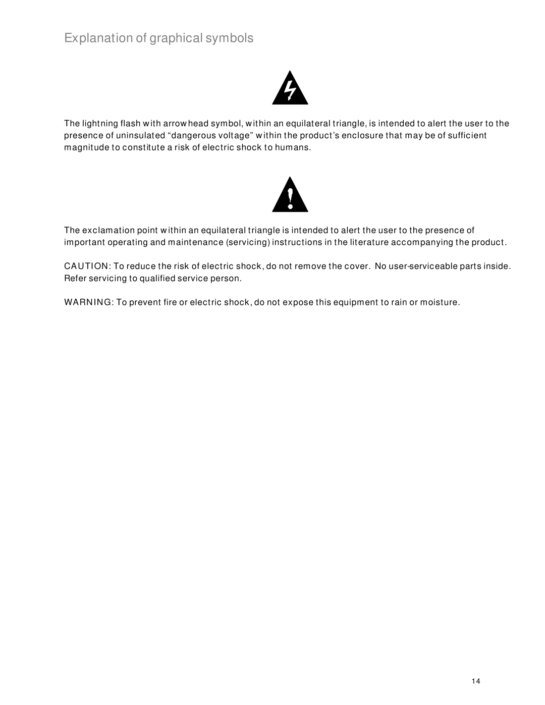 KRK V88 manual Explanation of graphicalsymbols 