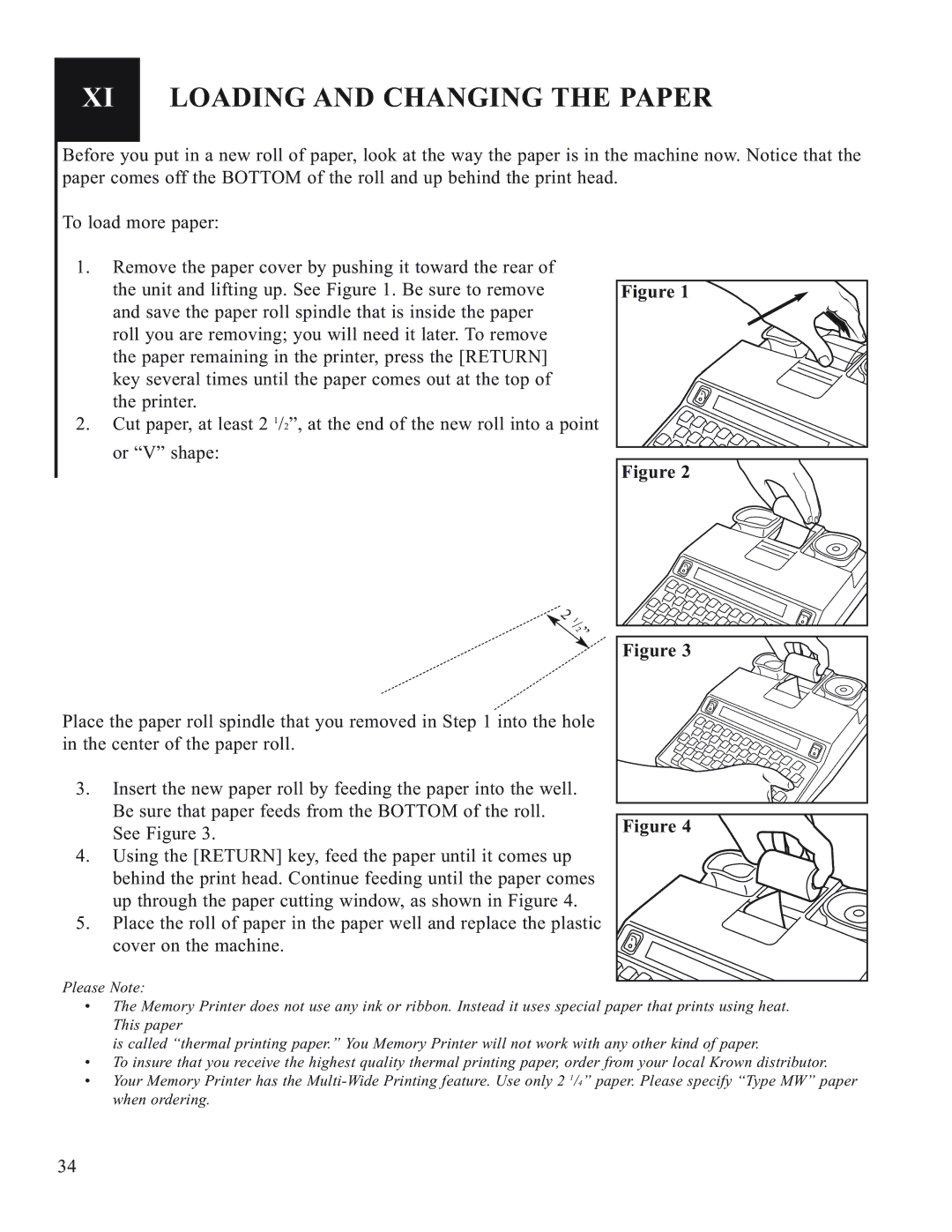 Krown Manufacturing 2000DLD, 2000DX manual XI Loading and Changing the Paper, Point 