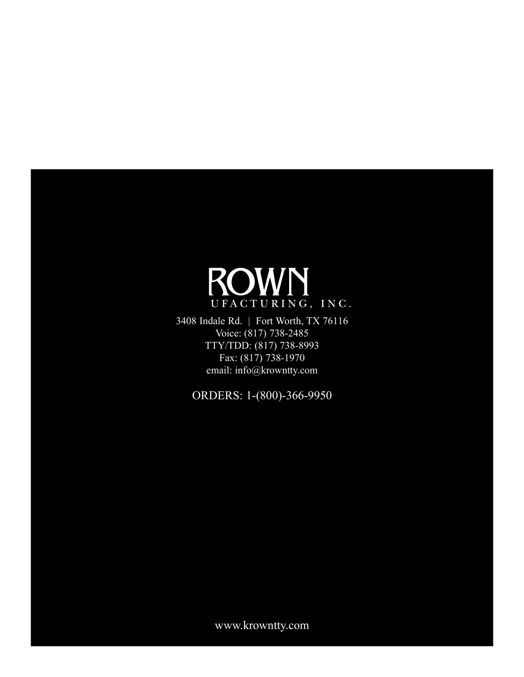 Krown Manufacturing 2000DLD, 2000DX manual Orders 