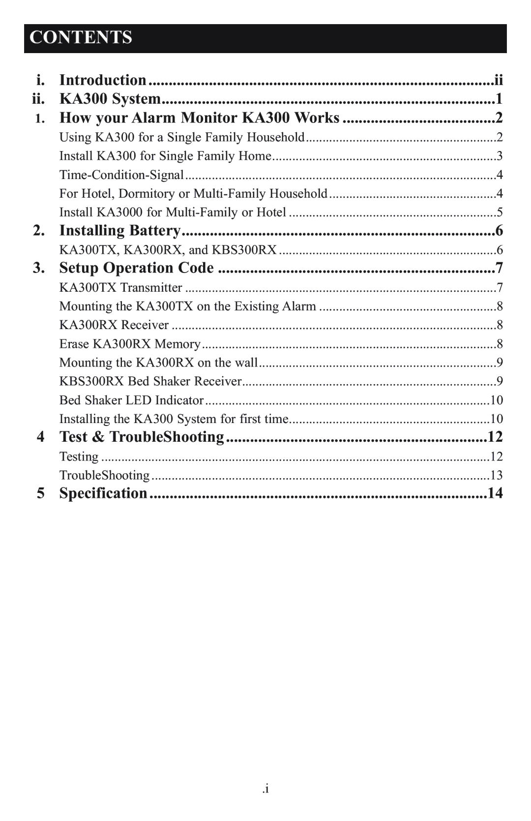 Krown Manufacturing KBS300RX instruction manual Contents 