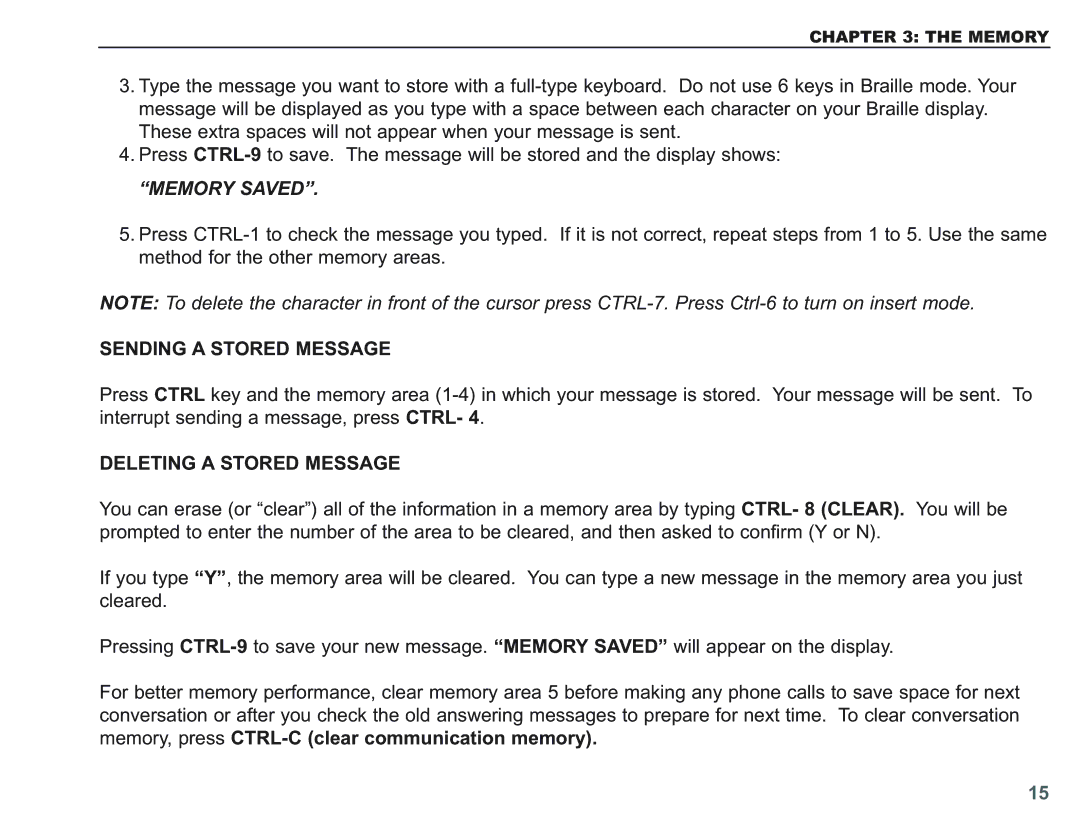 Krown Manufacturing KVT100 instruction manual Memory Saved, Sending a Stored Message, Deleting a Stored Message 