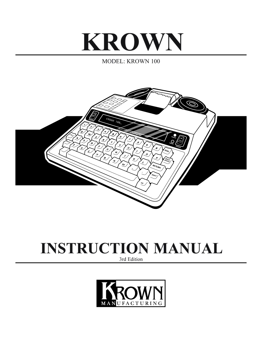 Krown Manufacturing Model Krown 100 manual 