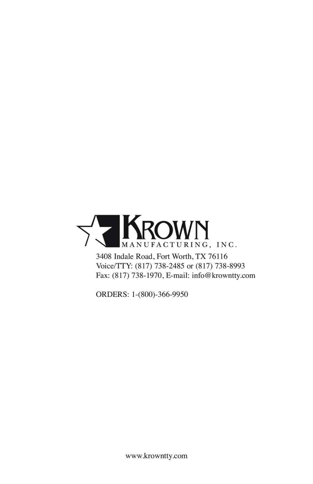 Krown Manufacturing StarPlus-45 owner manual 