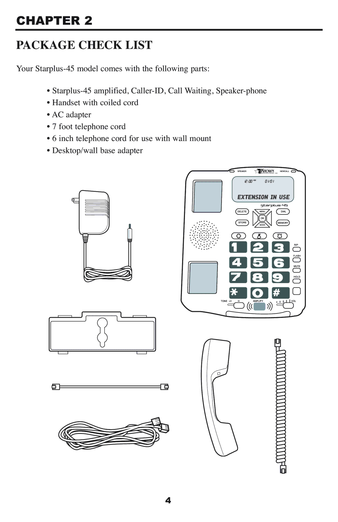 Krown Manufacturing StarPlus-45 owner manual Package Check List 