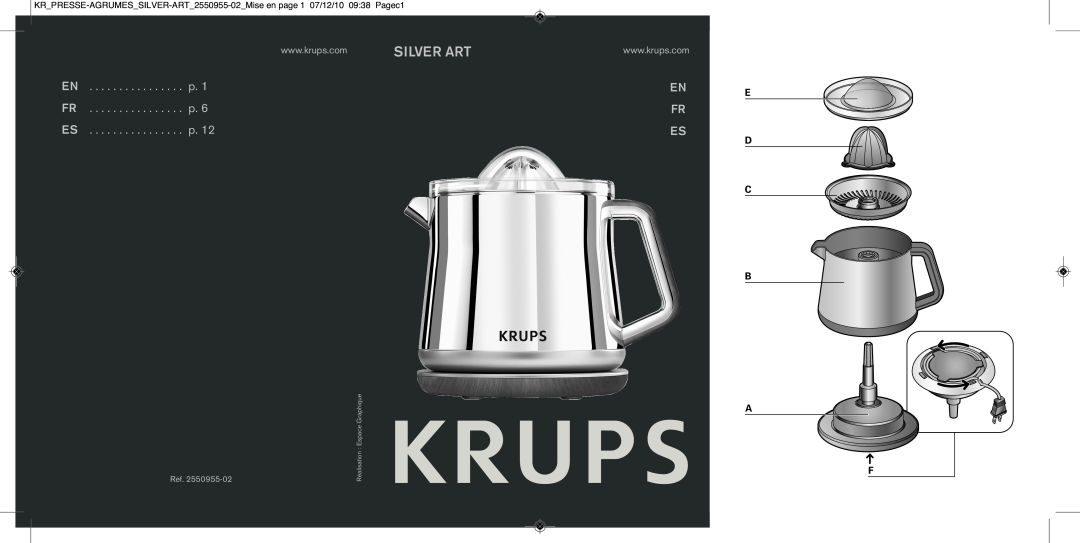 Krups 2550955-02 manual Silver Art, En E Fr Es, GraphiqueEspaceRéalisation 