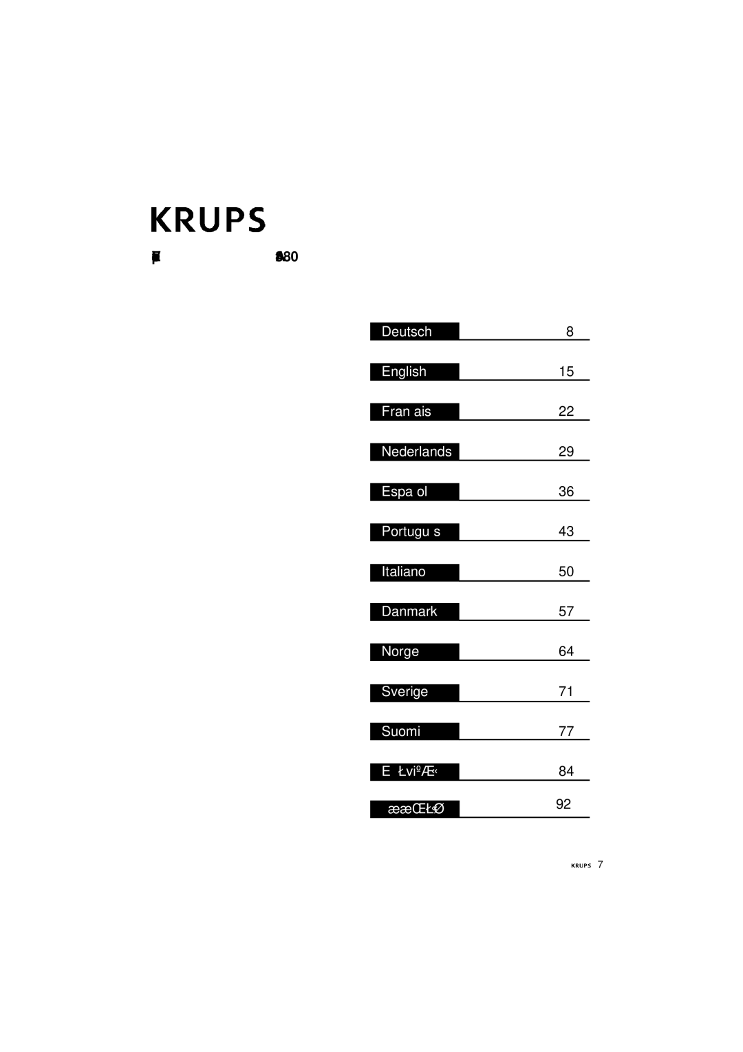 Krups 880-42 manual Русский ´ 