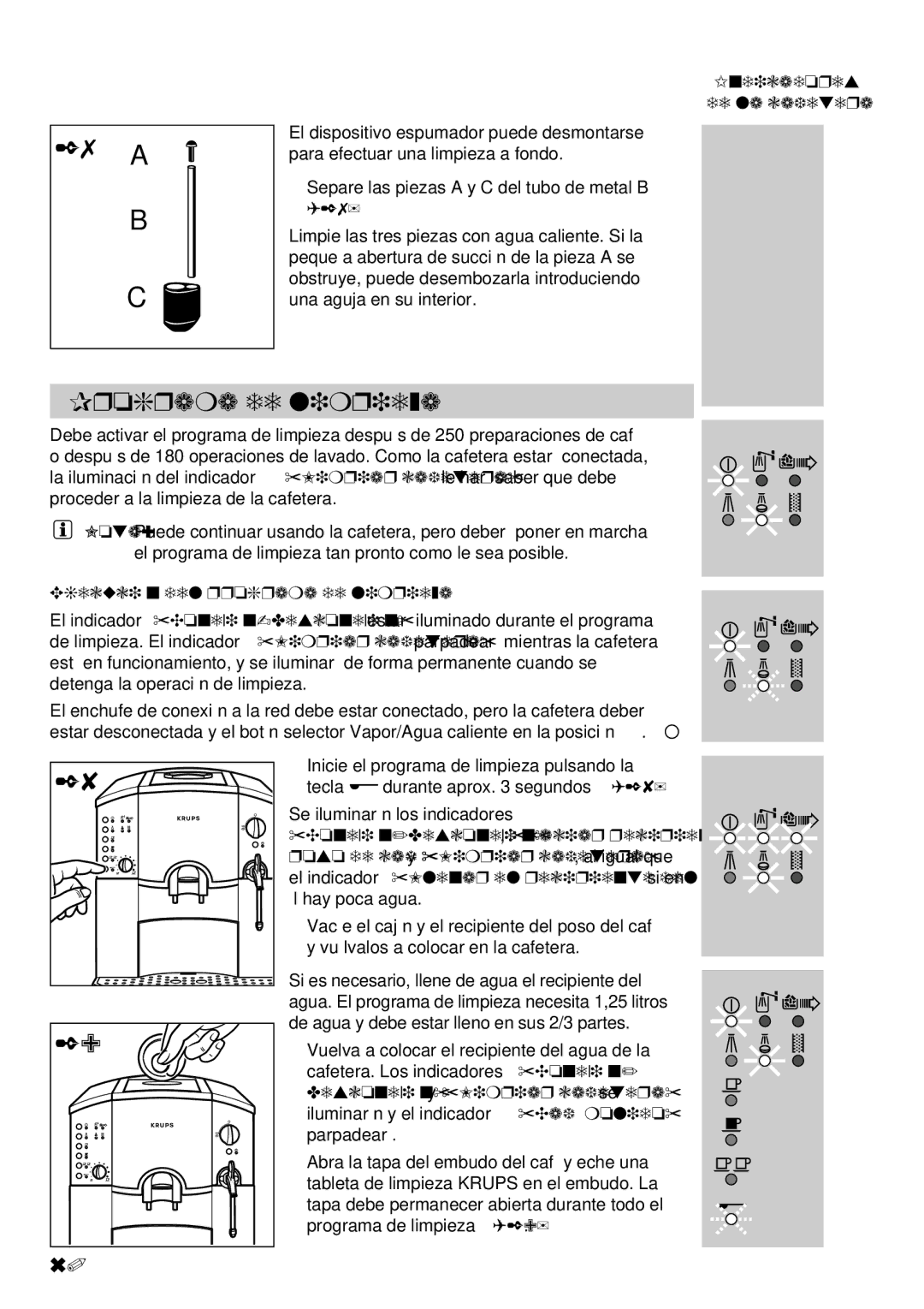 Krups 889 manuel dutilisation Programa de limpieza, Ejecución del programa de limpieza 