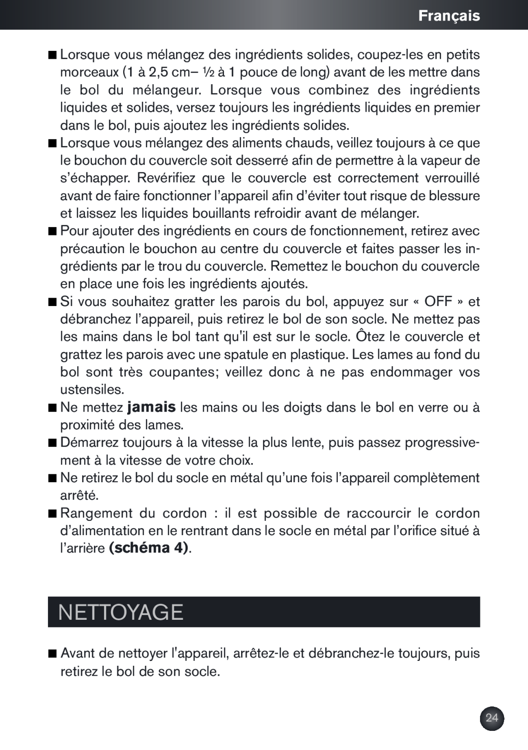 Krups KB790 manual Nettoyage, Français 