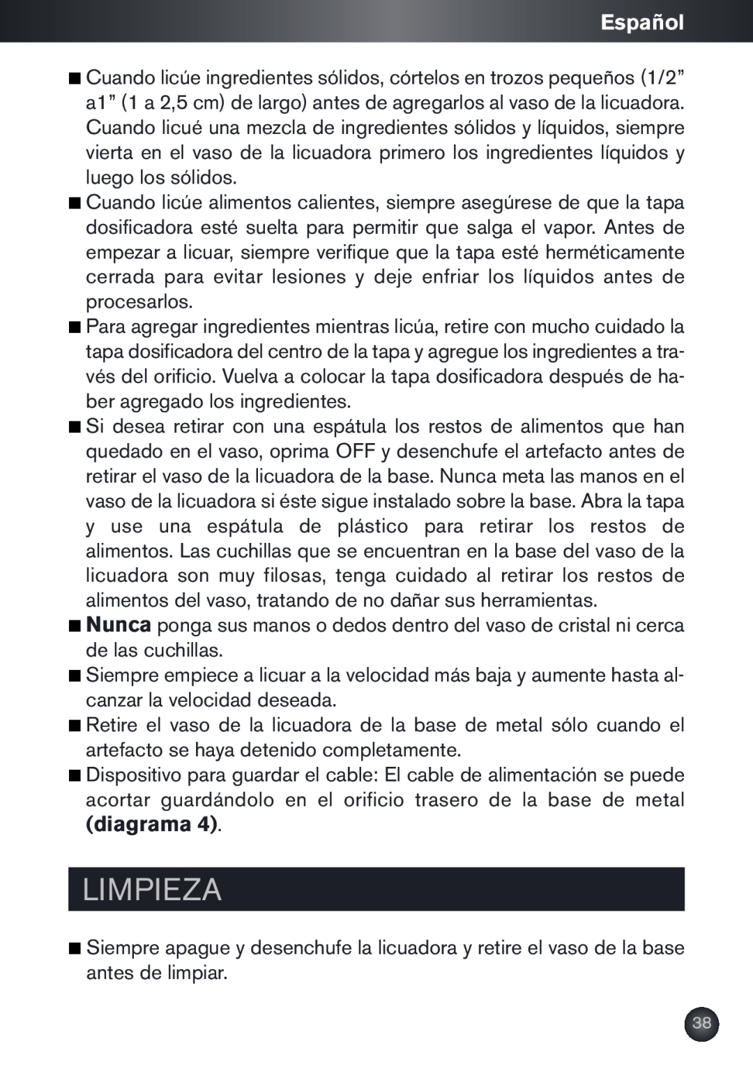 Krups KB790 manual Limpieza, Español 