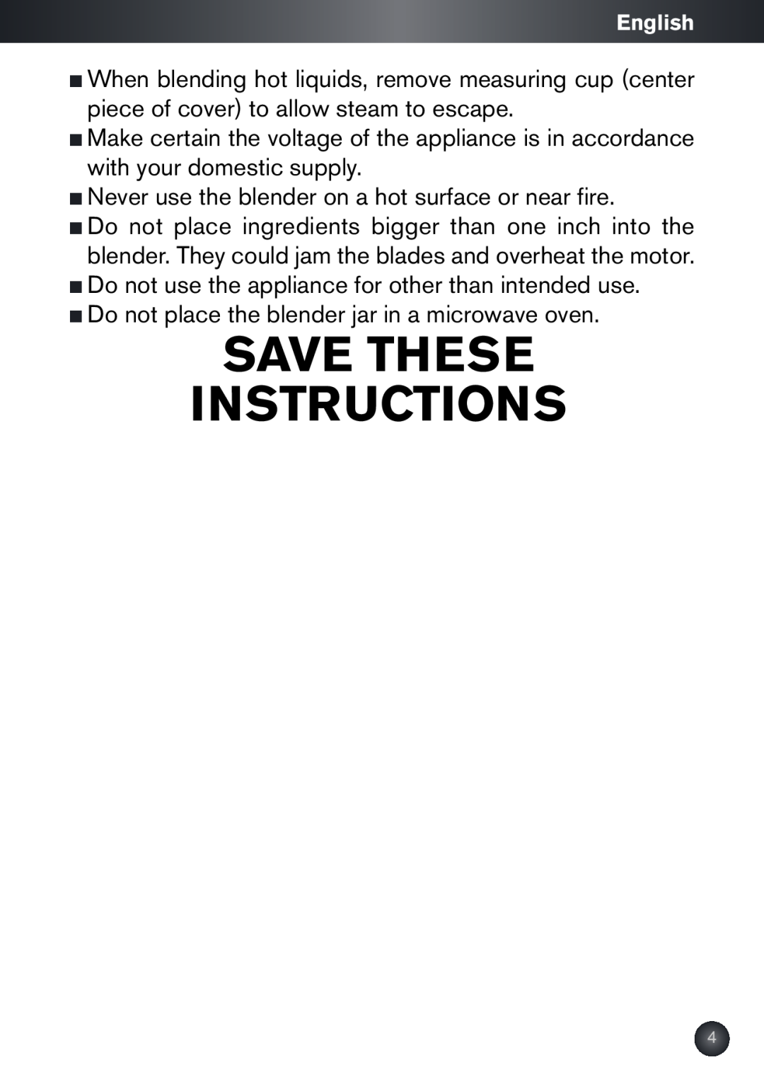 Krups KB790 manual Save These Instructions 