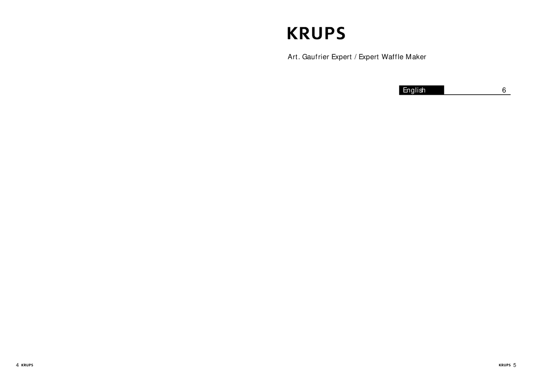 Krups Waffle Iron manual English 