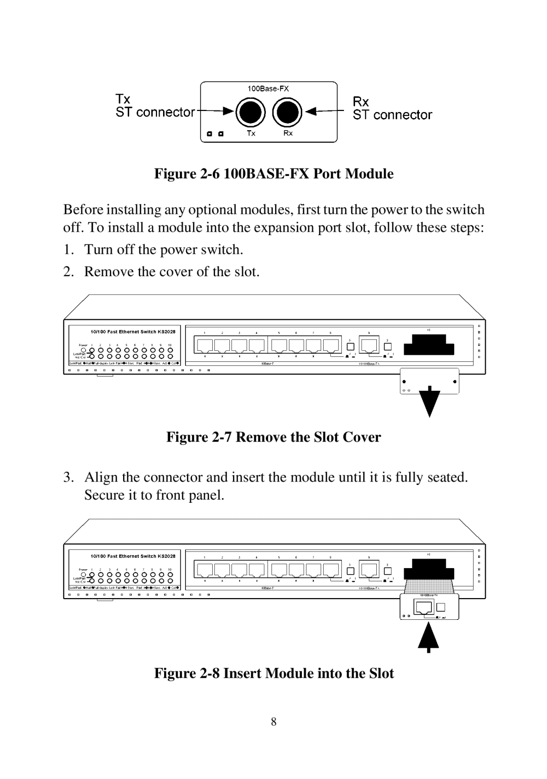 KTI Networks 2028 manual Remove the Slot Cover 