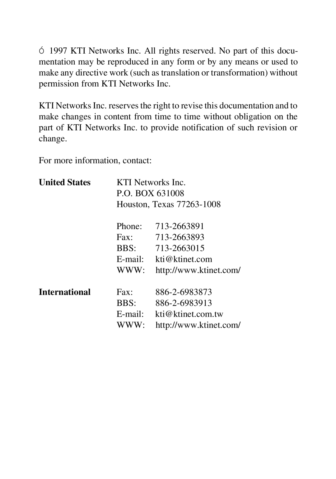 KTI Networks 2028 manual United States 