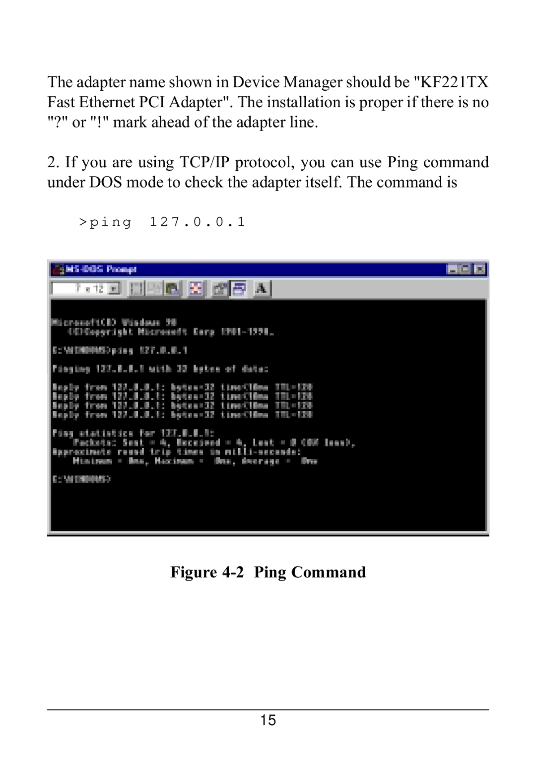 KTI Networks 221TX/3 manual Ping Command 