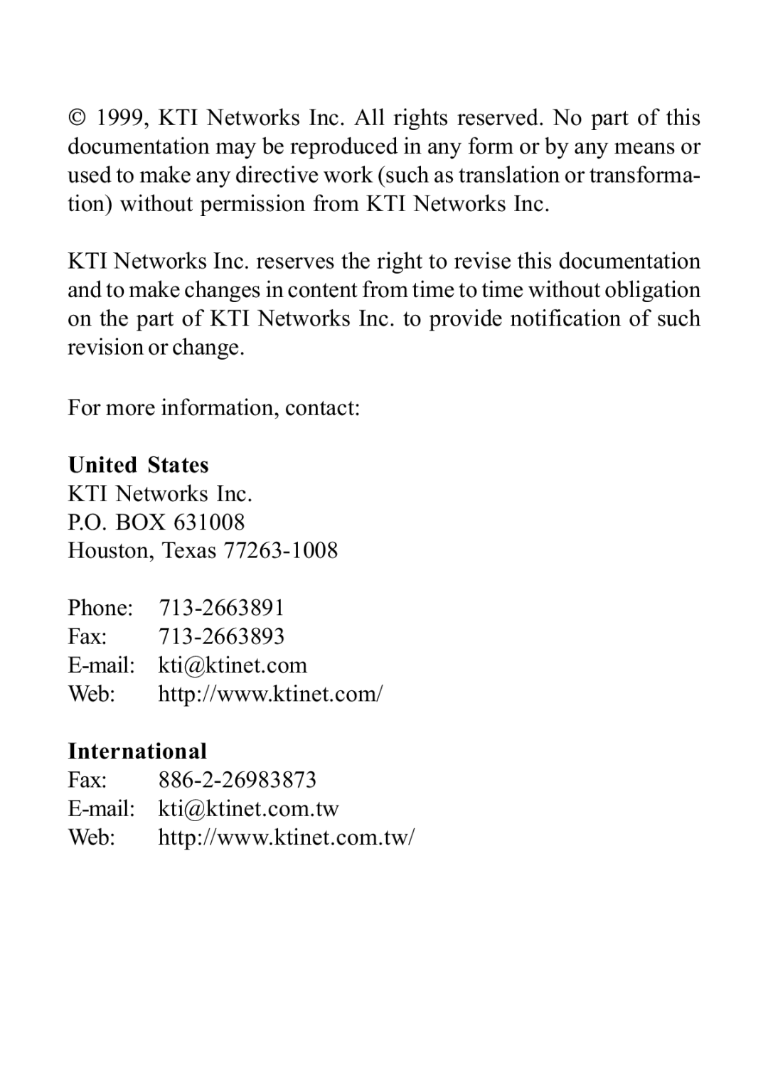 KTI Networks 221TX/3 manual 