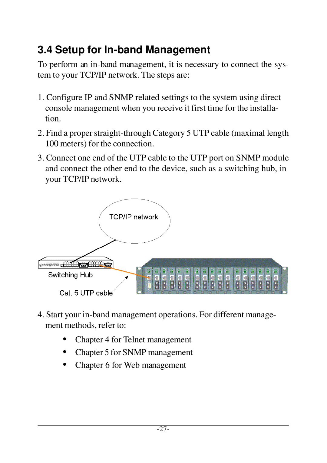 KTI Networks KC-1300 operation manual Setup for In-band Management 