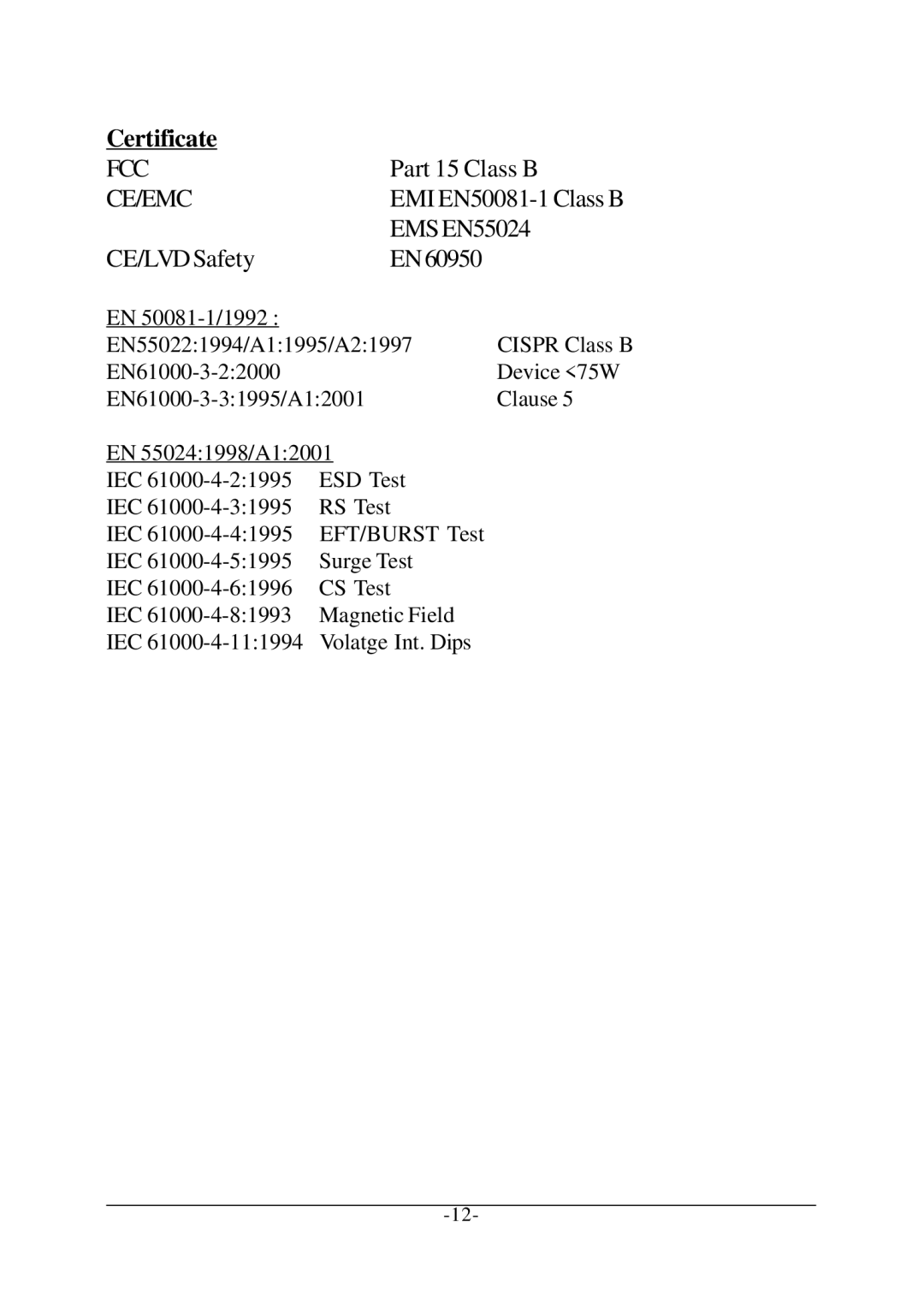 KTI Networks KCD-302 Series manual Certificate, Ce/Emc 