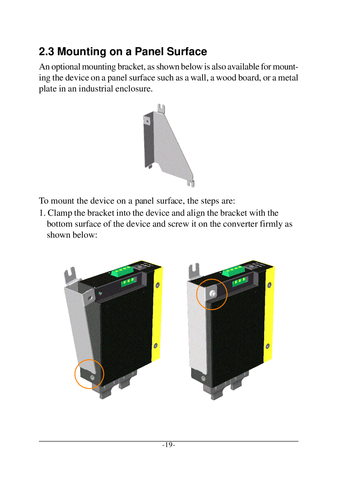 KTI Networks KCD-302 Series manual Mounting on a Panel Surface 