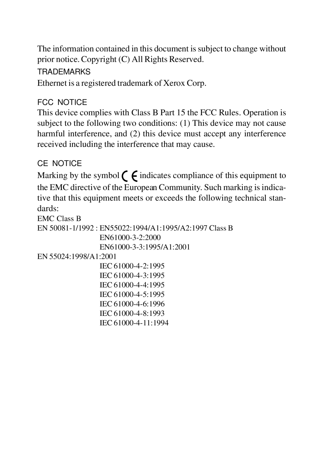 KTI Networks KCD-302 Series manual Ethernet is a registered trademark of Xerox Corp 