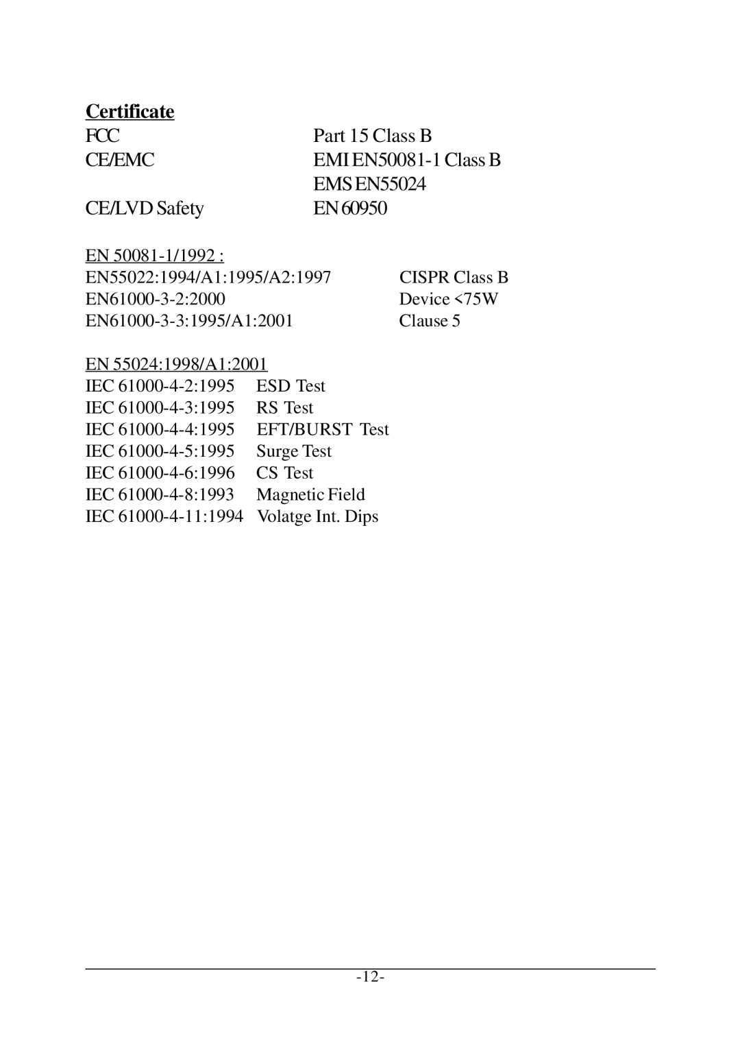 KTI Networks KCD-302 manual Certificate, Ce/Emc 