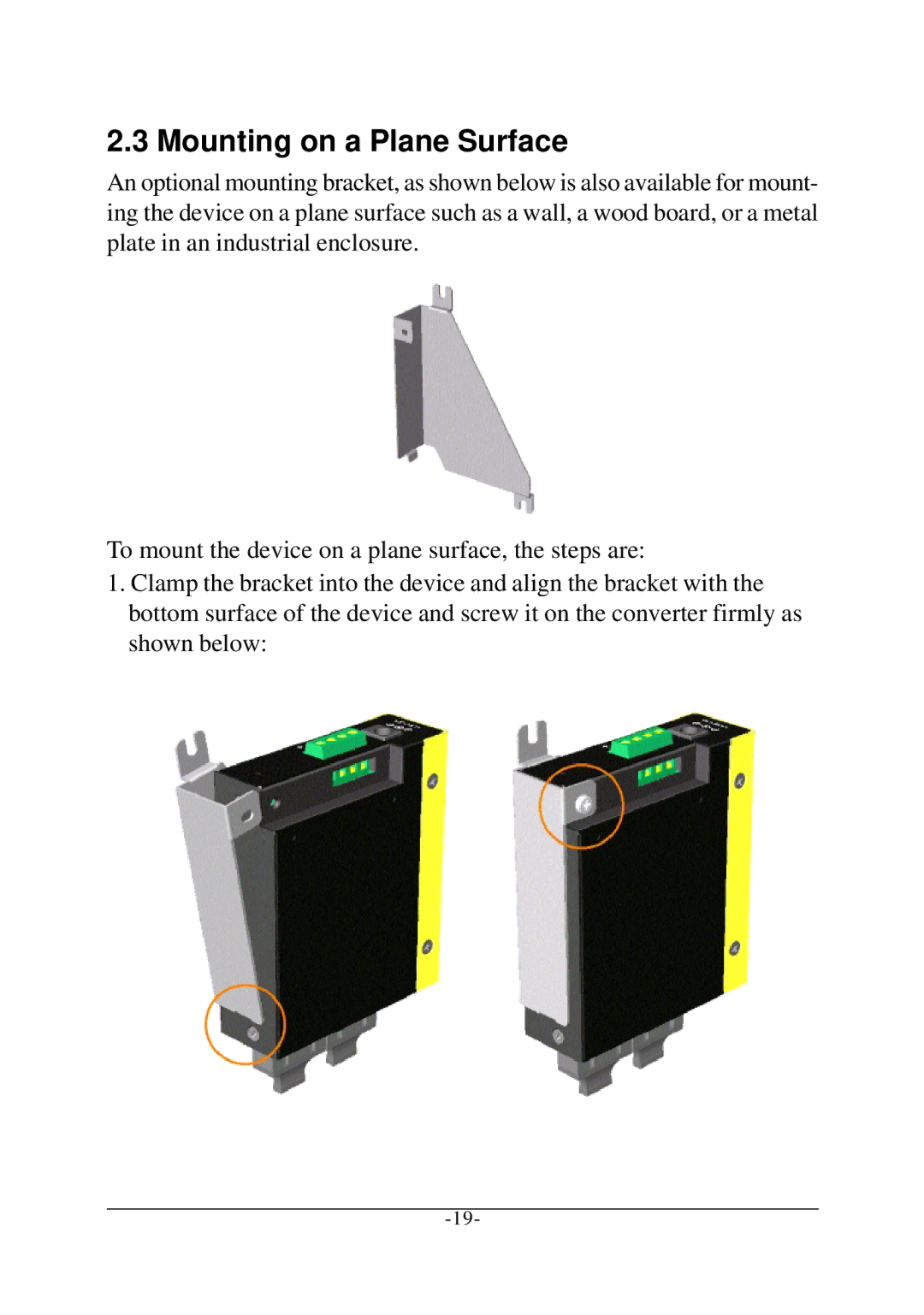 KTI Networks KCD-302 manual Mounting on a Plane Surface 