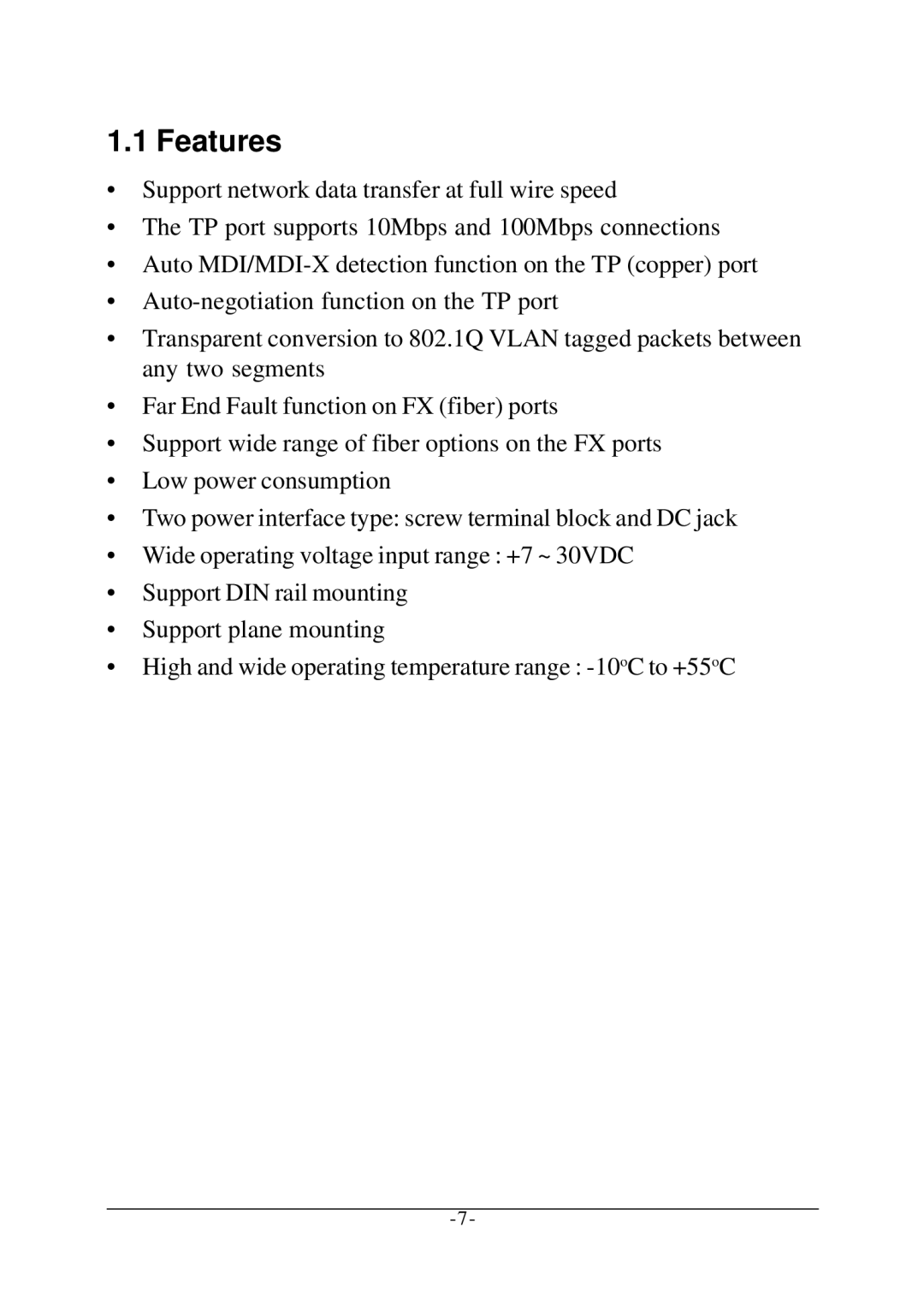 KTI Networks KCD-302 manual Features 