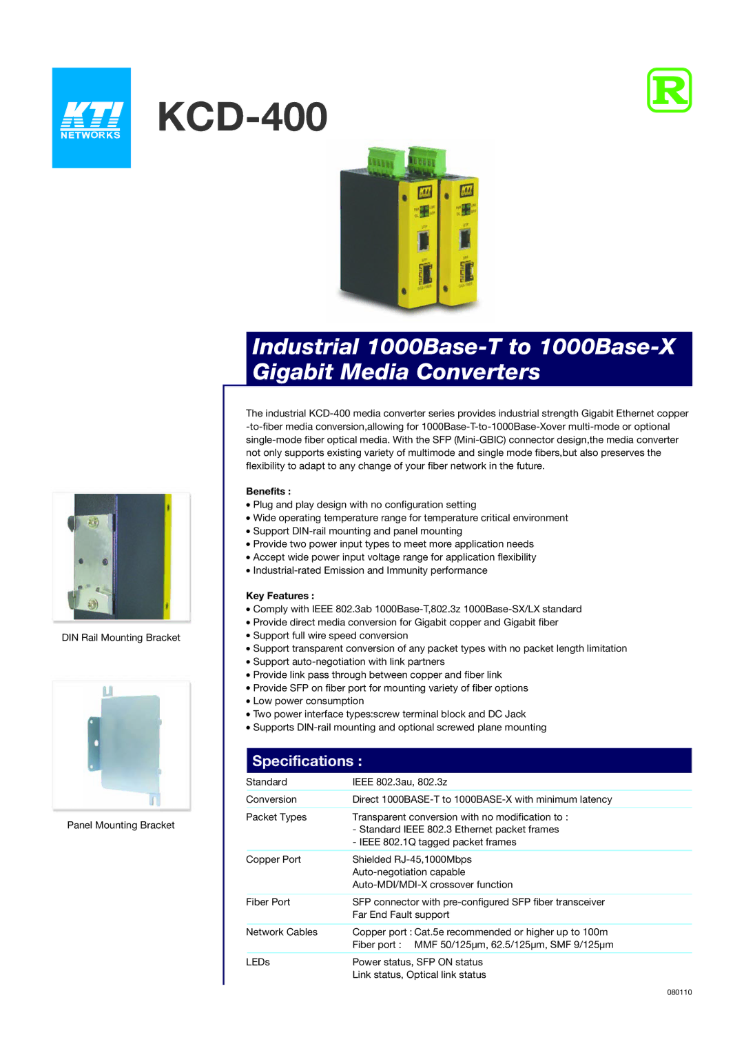 KTI Networks KCD-400 specifications Specifications, Benefits, Key Features 