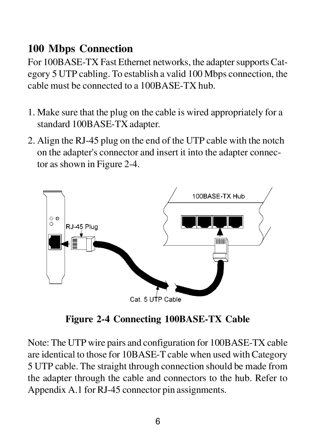 KTI Networks KF230TX, KF223TX manual Connecting 100BASE-TX Cable 