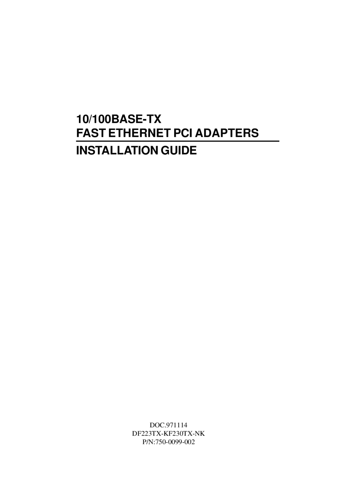 KTI Networks KF223TX, KF230TX manual Fast Ethernet PCI Adapters Installation Guide 