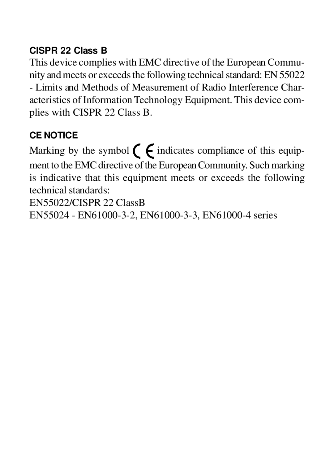 KTI Networks KG-500F manual CE Notice 